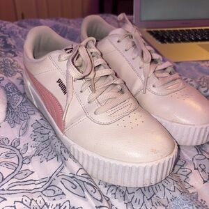 PUMA Women's Cream and Pink Sneakers